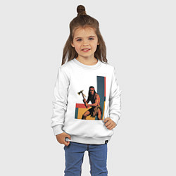 Свитшот хлопковый детский Индеец с томагавком поп-арт, цвет: белый — фото 2