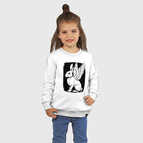 Детский свитшот Крылатый кролик / Белый – фото 3