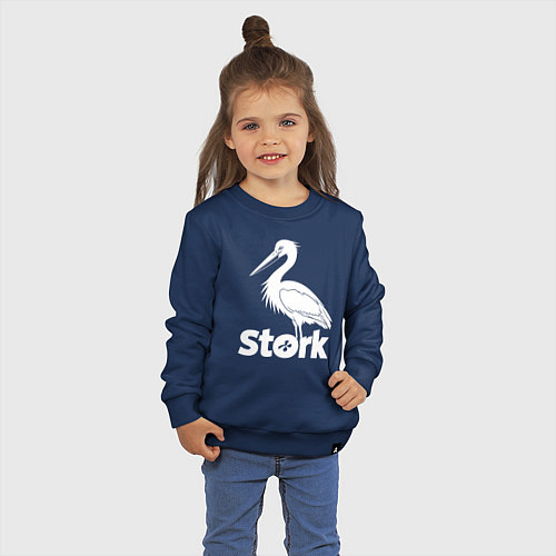 Детский свитшот Аисты в минимализме / Тёмно-синий – фото 3