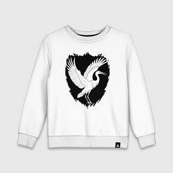 Свитшот хлопковый детский Аист на черном щите, цвет: белый