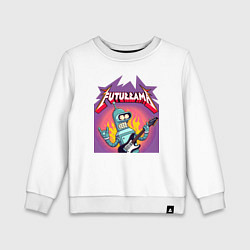 Свитшот хлопковый детский Bender is the thrash metal guitarist of the band F, цвет: белый