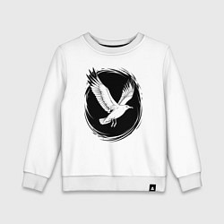 Свитшот хлопковый детский Чайка в черном круге, цвет: белый