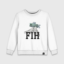 Свитшот хлопковый детский Minecraft Fih Meme, цвет: белый