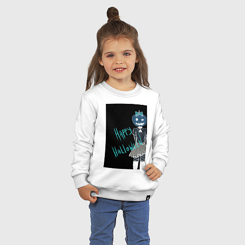 Детский свитшот Хэллоуин тыквенная ночь / Белый – фото 3