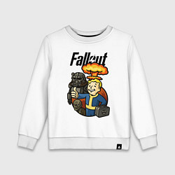 Свитшот хлопковый детский Fallout - atomic explosion, цвет: белый