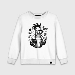 Свитшот хлопковый детский Панк Бендер - ауф, цвет: белый