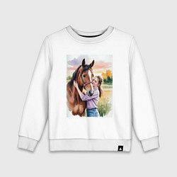 Свитшот хлопковый детский Обними меня крепче, цвет: белый