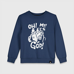 Свитшот хлопковый детский ДжоДжо Oh my God, цвет: тёмно-синий