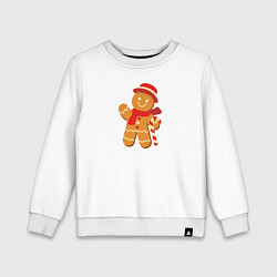 Свитшот хлопковый детский Пряничный человечек в шляпе, цвет: белый