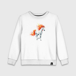 Детский свитшот Белая лошадь с огненной гривой