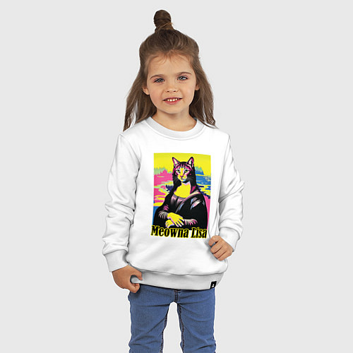 Детский свитшот Meowna Lisa, на цветном / Белый – фото 3