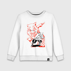 Свитшот хлопковый детский Клинок рассекающий демонов Инозука портрет, цвет: белый