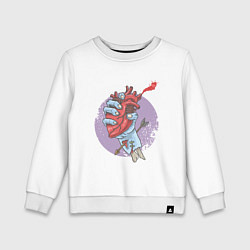 Свитшот хлопковый детский Сердце в руке зомби, цвет: белый