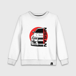 Свитшот хлопковый детский Nissan твой любимый авто, цвет: белый