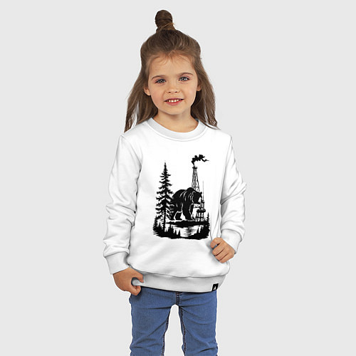 Детский свитшот Медведь и нефтяные вышки / Белый – фото 3