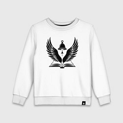 Свитшот хлопковый детский Крылья знаний звонок и книга, цвет: белый