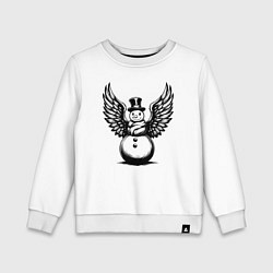 Свитшот хлопковый детский Крылатый снеговик, цвет: белый