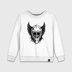 Свитшот хлопковый детский Крылатая хоккейная маска, цвет: белый