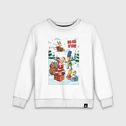 Свитшот хлопковый детский Симпсоны - новый год, цвет: белый