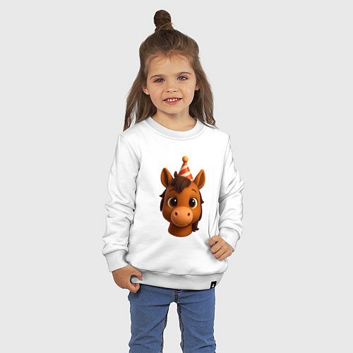 Детский свитшот Новогодняя лошадка голова / Белый – фото 3