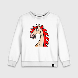 Свитшот хлопковый детский Лошадь с огненной гривой, символ года, цвет: белый