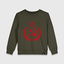 Свитшот хлопковый детский СССР герб, цвет: хаки