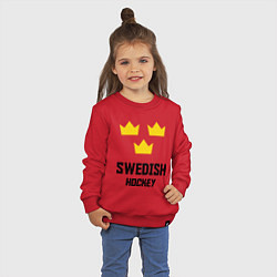 Свитшот хлопковый детский Swedish Hockey, цвет: красный — фото 2