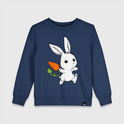 Свитшот хлопковый детский Зайка с морковкой, цвет: тёмно-синий