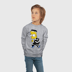 Свитшот хлопковый детский Заключенный Барт, цвет: меланж — фото 2