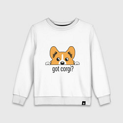 Свитшот хлопковый детский Got Corgi, цвет: белый