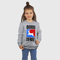 Свитшот хлопковый детский Born to be free, цвет: меланж — фото 2