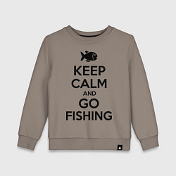 Свитшот хлопковый детский Keep Calm & Go fishing, цвет: утренний латте