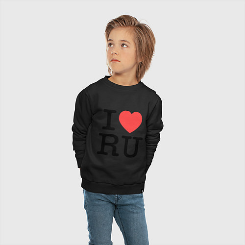 Детский свитшот I love RU (vertical) / Черный – фото 4