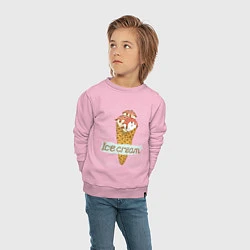 Свитшот хлопковый детский Ice cream, цвет: светло-розовый — фото 2
