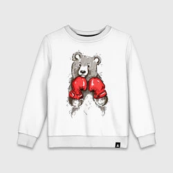 Свитшот хлопковый детский Bear Boxing, цвет: белый