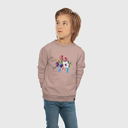 Свитшот хлопковый детский Попугаи с цветами, цвет: пыльно-розовый — фото 2
