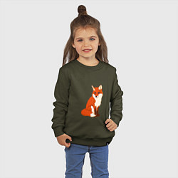 Свитшот хлопковый детский Рыжая лисица, цвет: хаки — фото 2