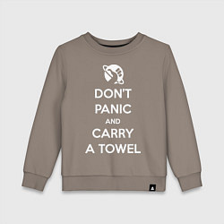 Свитшот хлопковый детский Dont panic & Carry a Towel, цвет: утренний латте