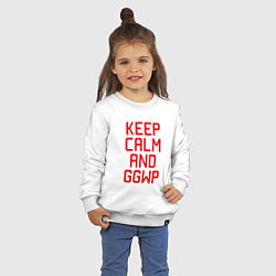 Свитшот хлопковый детский Keep Calm & GGWP, цвет: белый — фото 2