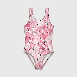 Купальник для девочки Стая розовых фламинго, цвет: 3D-принт