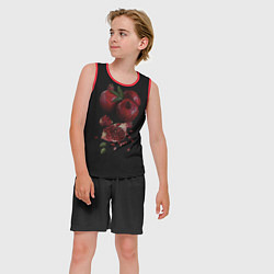 Майка-безрукавка детская Сочные гранаты на черном фоне, цвет: 3D-красный — фото 2