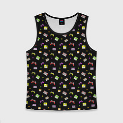 Майка-безрукавка детская 90s pattern on black, цвет: 3D-черный