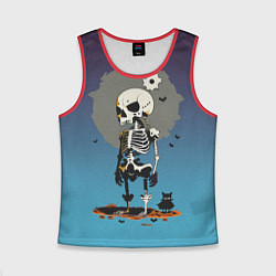 Майка-безрукавка детская Funny skeleton - neural network - halloween, цвет: 3D-красный