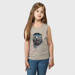 Майка детская хлопок Медведь в очках, цвет: миндальный — фото 2