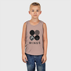 Майка детская хлопок BTS Wings, цвет: пыльно-розовый — фото 2