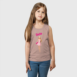Майка детская хлопок Барби на прогулке, цвет: пыльно-розовый — фото 2