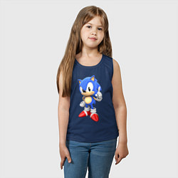 Майка детская хлопок Classic Sonic, цвет: тёмно-синий — фото 2