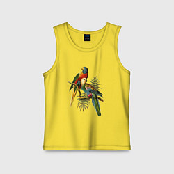Майка детская хлопок Тропические попугаи, цвет: желтый