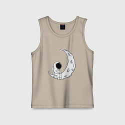 Майка детская хлопок Космонавт на Луне, цвет: миндальный