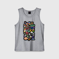 Майка детская хлопок Стикеры 8бит, цвет: меланж